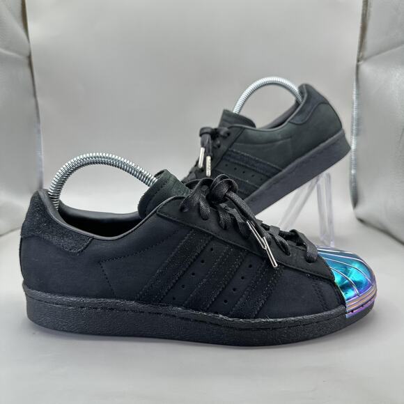 Adidas Superstar 80s Metal Toe Iridescent Shoes Womens 7.5 US Black Suede S76710 - Picture 1 of 10